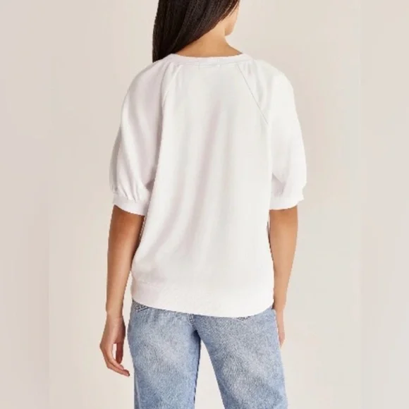 Z SUPPLY GIANNA TERRY TEE - WHITE size x-Small XS - Picture 3 of 12